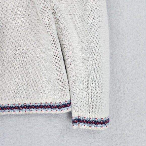 Hanna Andersson Sweater Womens Small White Blue Fair Isle Quarter Zip Pullover - Picture 12 of 12